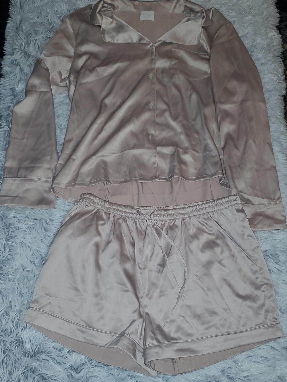 *Lerose Satin Two-Piece Pajama Set - Champagne Pink*